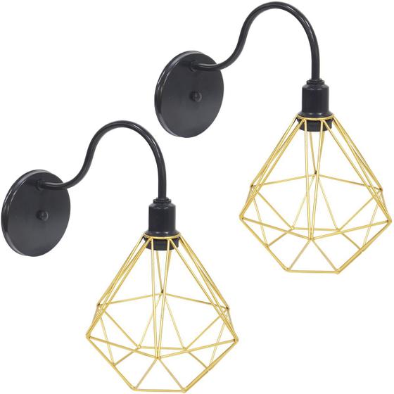 Imagem de 2 Luminárias Arandela de Parede Aramada Diamante P Industrial Retro Vintage Agp Ilumini