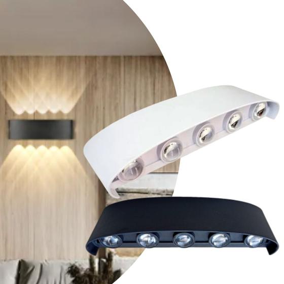 Imagem de 2 Luminárias Arandelas Meia Lua Para Paredes LED 10W Bivolt Cor Da Luz Branco Quente Com 10 Fachos de Luz