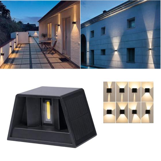 2 Luminárias Arandelas Solares Led Cob 2 Focos De Luzes Direcionáveis