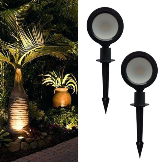 2 Luminárias Espeto Estaca LED SMD Base Ajustável 3W Luz (Branco Quente