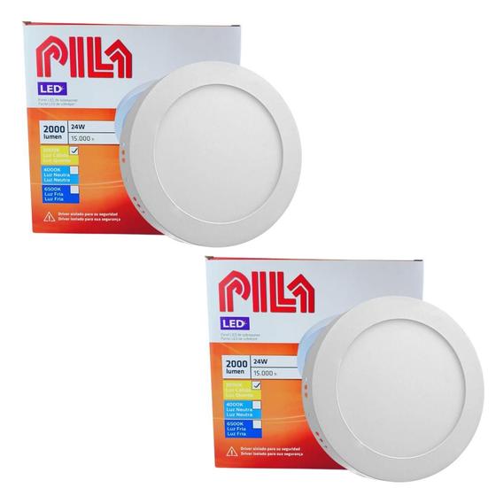 Imagem de 2 Luminárias Redonda Led Sobrepor Philips Pila 24w 3000k