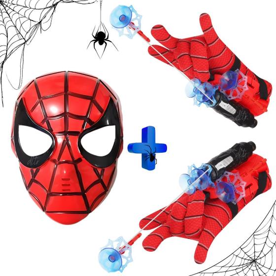 Imagem de 2 Luva Infantil Homem Aranha Lança Teia + Mascara Spider Man