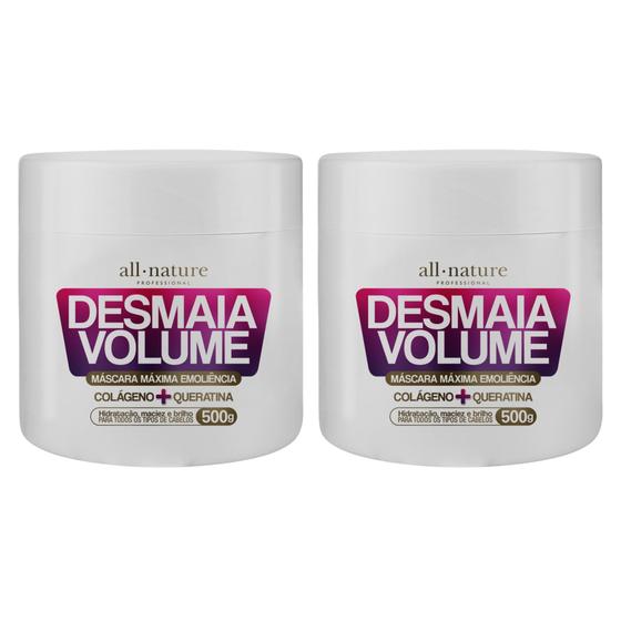 Imagem de 2 Máscara Ultra Hidratante Desmaia Volume Desmaia Cabelo 500g All Natue