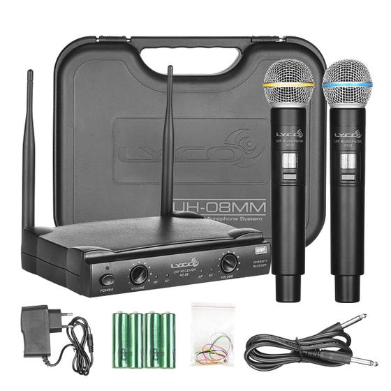 Imagem de 2 Microfone Sem Fio De Mão UH08MM Lyco Com 52 Frequências UHF e Nota Fiscal