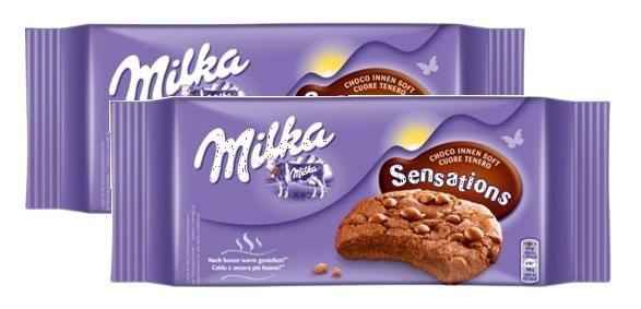 Imagem de 2 milka sensations choco cookies recheados chocolate 156g