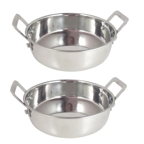 Imagem de 2 Mini Panela Caçarola Inox Luxe Para Servir Com Alça M2