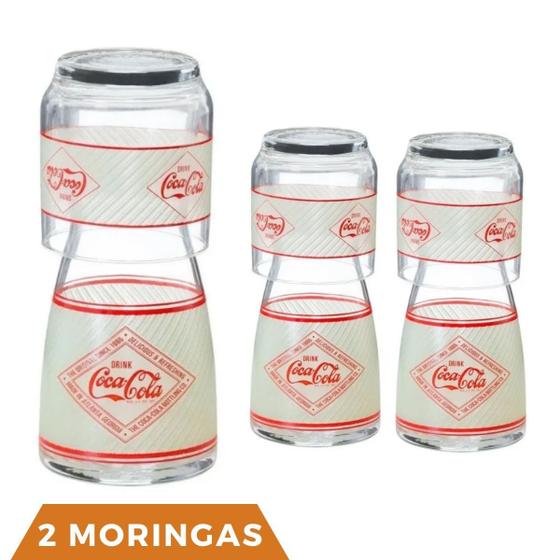 2 Moringa Decanter Coca Cola de Vidro 500ML com Copo 290ML NADIR