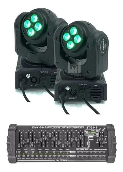 Imagem de 2 Moving Doble Face 12w 4 Led Rgbw Quadriled + Mesa Dmx 32ch