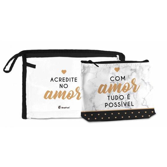 Imagem de 2 necessaire - com amor tudo e possivel - Brasfoot