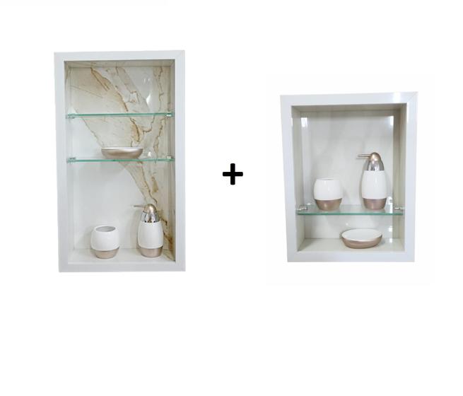 Imagem de 2 nichos banheiro porcelanato (30x40) (30x60) com prateleira
