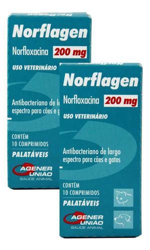 Imagem de 2 Norflagen 200 Mg Antibacteriano Para Cães E Gatos - 10cp