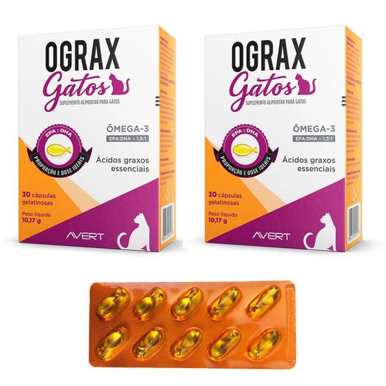 2 Ograx Gatos 60 Cápsulas Ácidos Graxos Omega 3 Epa Dha Menor preço em 2 Ograx Gatos 60 Cápsulas Ácidos Graxos Omega 3 Epa Dha