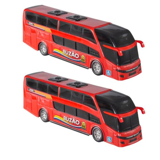 Imagem de 2 Ônibus Com 2 Andares 42cm Buzão Brinquedo - Bs Toys