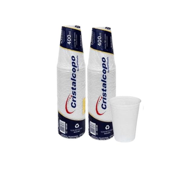 Imagem de 2 Pacotes de Copo de 400ml Translúcido Cristalcopo com 50 unidades