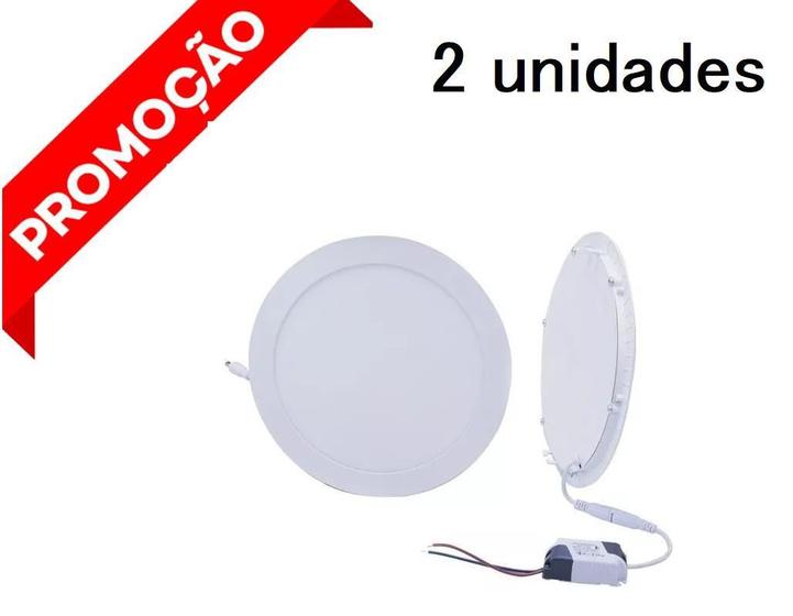 Imagem de 2 Paflon Led De Embutir Redondo Branco Frio 22X22 6.500K 18W