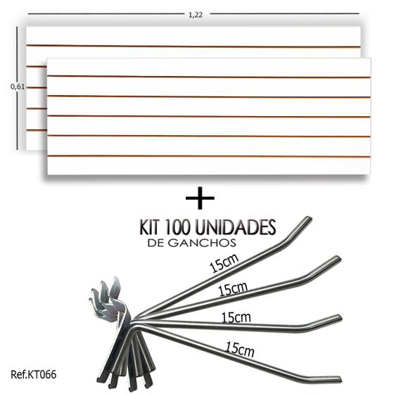 Imagem de 2 Paineis Canaletados - 1,22 x 0,61 + 100 Gancho 15cm