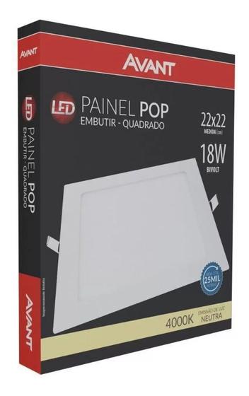 Imagem de 2 Painel Plafon Led Quadrado Embutir 18w Branco Neutro 4000k