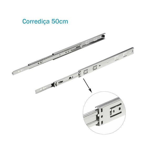 Imagem de 2 Pares Corrediça Telescópica 50CM Ligth 25kg H35 Hardt