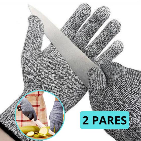 Imagem de 2 Pares Luvas Proteção Anti corte Facas Profissional Resistente Segurança