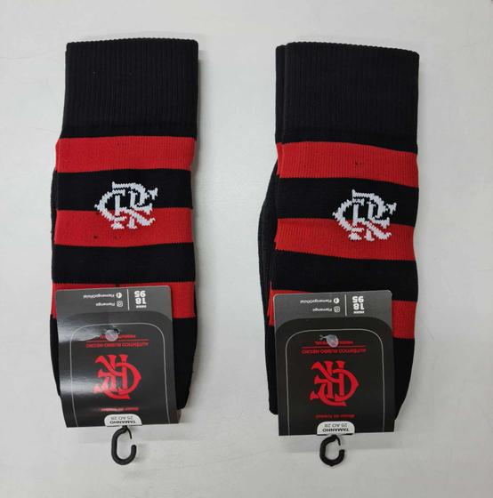 Imagem de 2 Pares Meião Futebol Time Flamengo Licença Rikam.Cor:PretoTamanho:29 a 33Gênero:Homem.