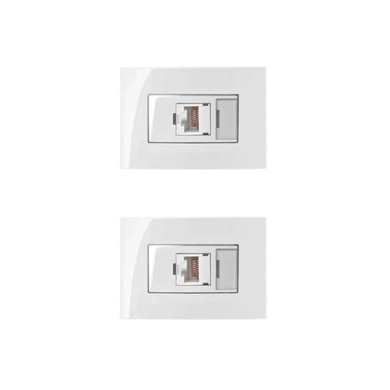 Imagem de 2 Pc Tomada P/ Moveis Margirius Rj45 Branca Informática Cat5