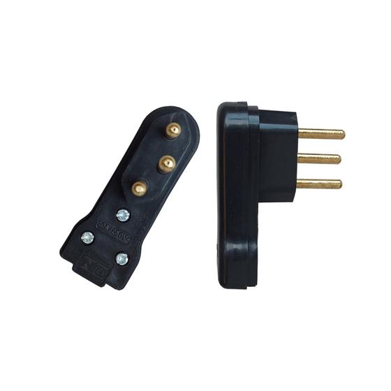 2 Peças Plugue Pino Macho 90 Lateral 10A 2P+T Preto Voltim Menor preço em 2 Peças Plugue Pino Macho 90 Lateral 10A 2P+T Preto Voltim