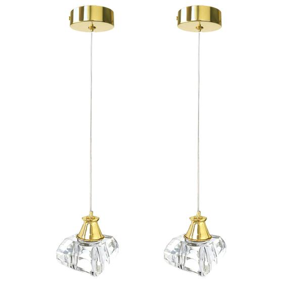 Imagem de 2 Pendente Cristal K9 Lavabo Metal Dourado G9 Bet13