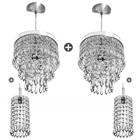 Imagem de 2 Pendente Manucrillic + 2 Pd Clearcrillic Cristal Acrílico