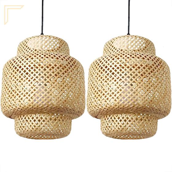 Imagem de 2 Pendente Rustico De Palha Artesanal Fibra Natural Nat20