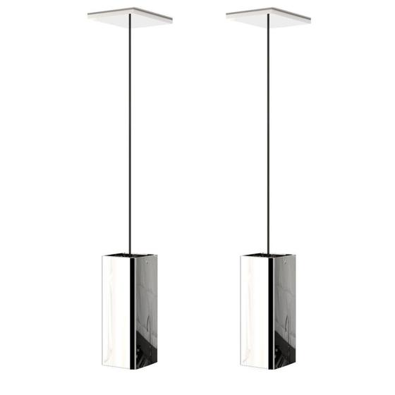 Imagem de 2 Pendentes Industrial Inox Quadrado Moderno Luminária Elg