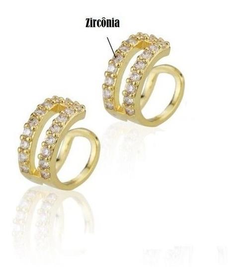 Imagem de 2 Piercing Argola Fake Falso Dourado Ou Prata Pedra Zirconia