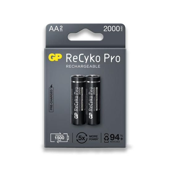 2 Pilhas Pequena AA Recarregável 2000mAh para brinquedos controle remoto despertador lanternas Recyko Pro GP - 1 Cartela Menor preço em 2 Pilhas Pequena AA Recarregável 2000mAh para brinquedos controle remoto despertador lanternas Recyko Pro GP - 1 Cartela