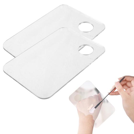 Imagem de 2 Placa De Acrílico Para Maquiagem Retangular Com Furo Para Encaixe Dedo