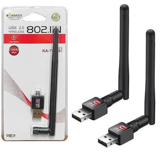 Imagem de 2 Placa Wifi USB Conectar PC Note Computador na Rede Sem Fio Homologada Anatel Kapbom