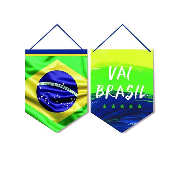 Imagem de 2 Placas P/Porta Vai Brasil 30X40Cm Dec. Festas