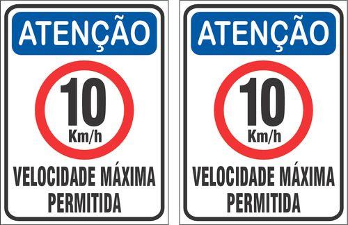 Imagem de 2 Placas Velocidade Máxima 10km/h Condomínio 40x30cm Ps 1mm