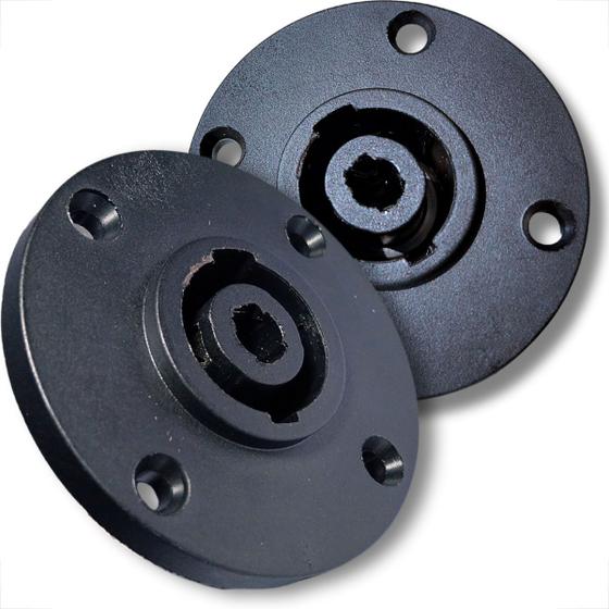 Imagem de 2 plugs conectores speakon 2 polos 4 vias modelo femea redondo painel resistente encaixe com trava