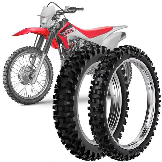 Imagem de 2 Pneu Moto Crf 230F Rinaldi 110/100-18 64m 80/100-21 51m RW33