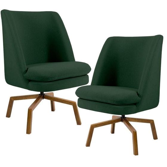 Imagem de 2 Poltronas Ka Madeira Pérsia B303 Suede Verde Musgo