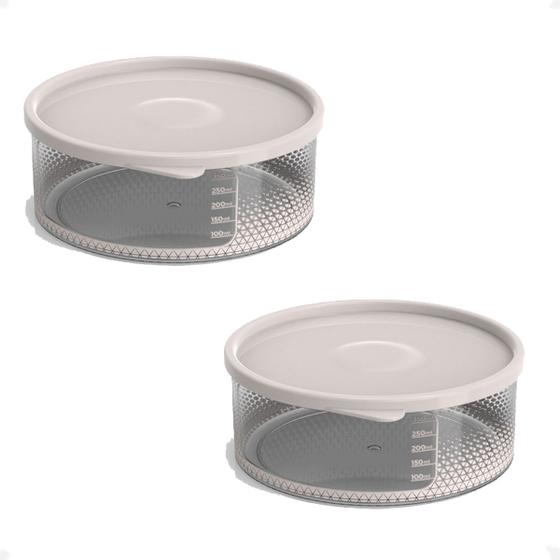 Imagem de 2 Pote Para Alimentos Transparente Redondo 370 ml Com Tampa