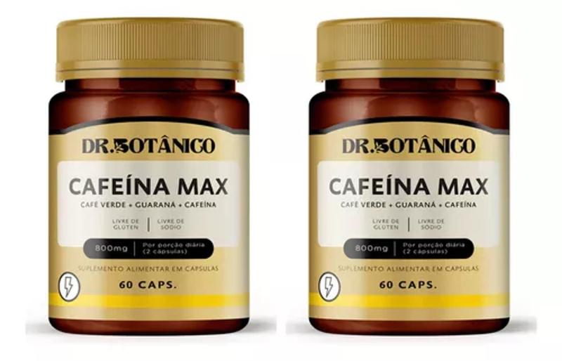 Imagem de 2 potes cafeina max (cafe verde+guarana+cafeina) 1500 mg 60 capsulas d