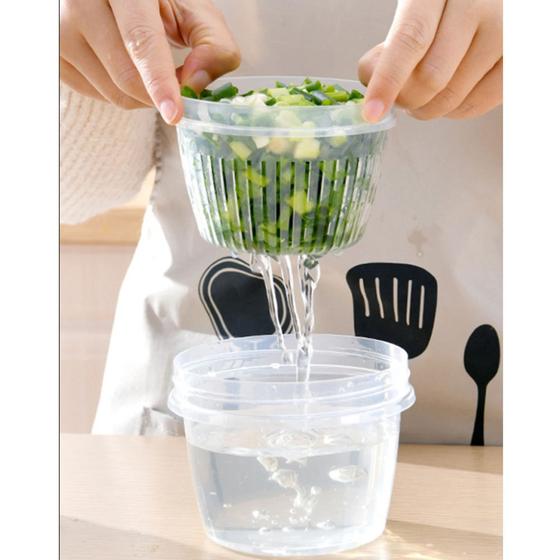 Imagem de 2 Potes Duplo Para Alimentos Com Dreno Para Temperos/frutas