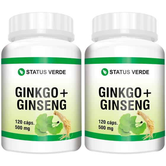 Imagem de 2 Potes Ginkgo Biloba + Ginseng 120 Cáps - Status Verde