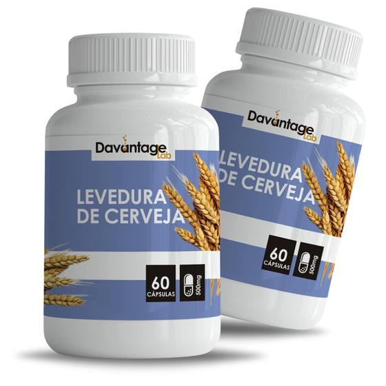 2 Potes Levedura de Cerveja Suplemento Alimentar Natural 100 Puro Original em Cápsulas - Davantage Lab