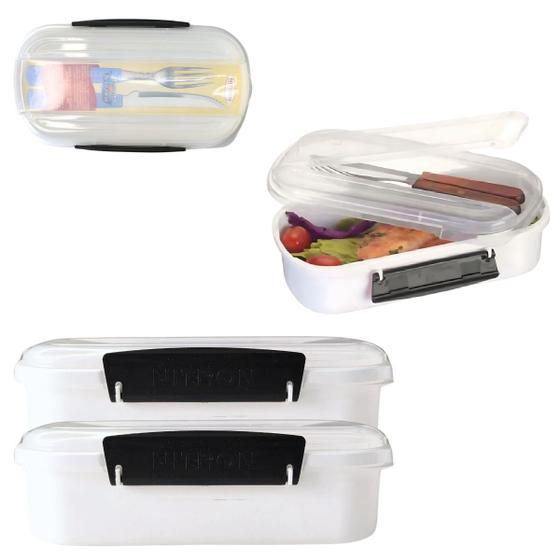 Imagem de 2 Potes Marmita Para Alimentos Porta Talheres de Plástico 715ml