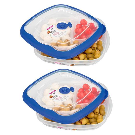 Imagem de 2 potes marmita vasilha para mantimentos frutas doces comidas freezer microondas 1500ml Sanremo Flor