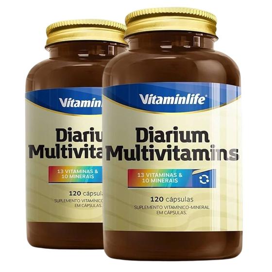 Imagem de 2 potes multivitaminico polivitaminico diarium vitaminlife 120 capsulas