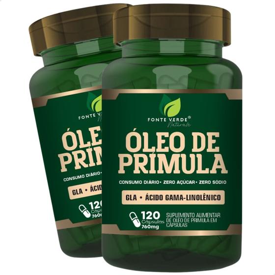 Imagem de 2 Potes Óleo de Primula Kit 240 Cápsulas - Fonte Verde