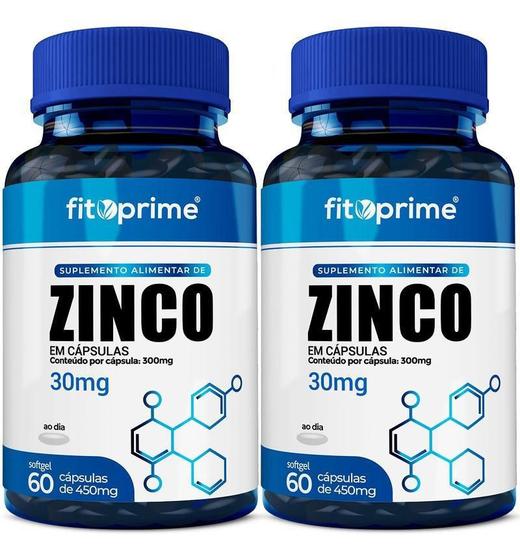 Imagem de 2 Potes Zinco 30Mg 60Cps Fitoprime