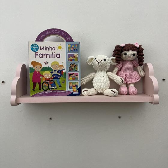 Imagem de 2 Prateleiras Infantil Rosa Decorativa Quarto Menina 60Cm